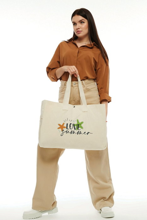 Zoozie Bags Bolsa Tote de Lona en Crema